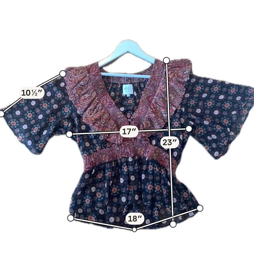 Misa Los Angelous Mia paisley ruffled tiered skirt and top set M - Picture 7 of 12